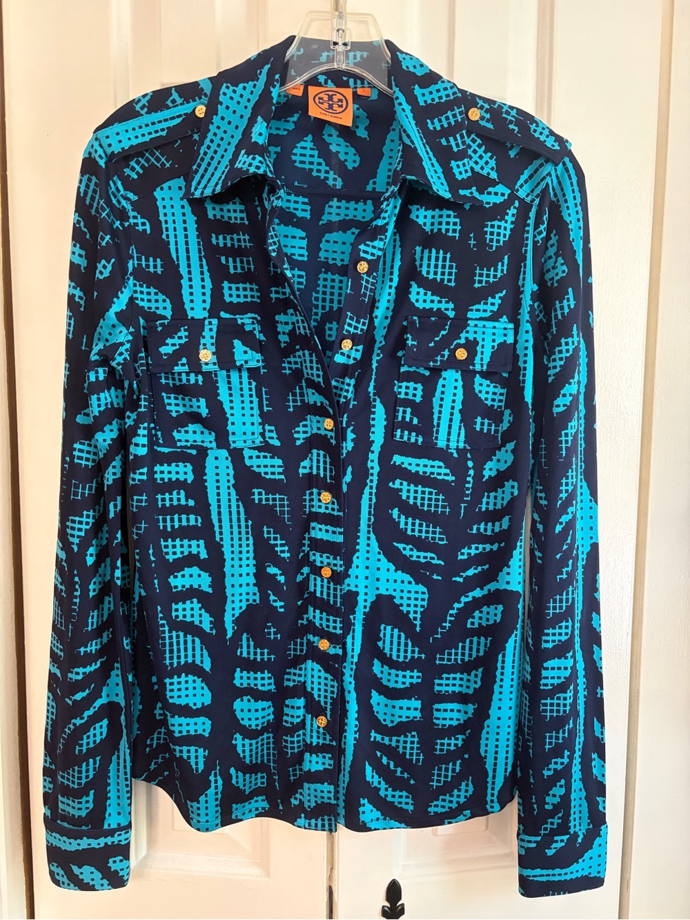 Tory Burch patterned button front shirt
